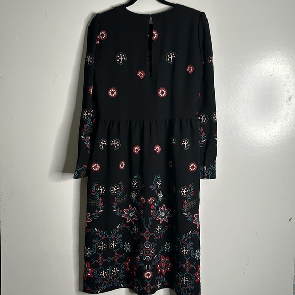 Zara black embroidered multi color midi dress size large cottage core long sleev - Picture 10 of 11